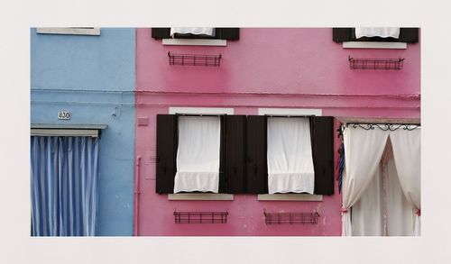 Low angle view of multi colored building