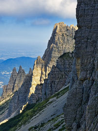 Panoramic view of rocky mountains against sky