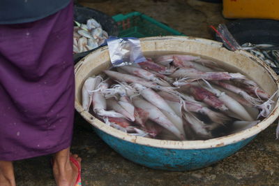 Full frame shot of fish for sale at market