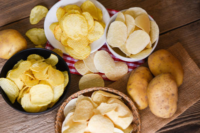 High angle view of food on table