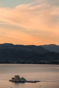 Scenic view of sea against sky during sunset