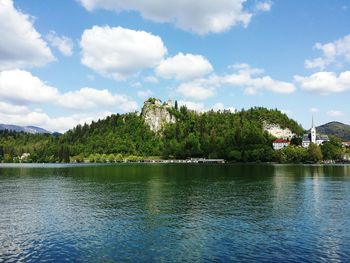 Scenic view of lake against sky