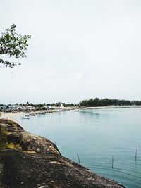 Scenic view of lake against clear sky