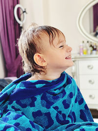 Portrait of cute boy at home