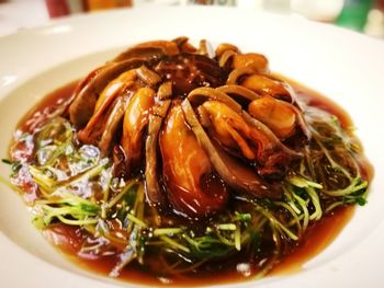 Close-up of noodles in plate