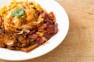 Close-up of food in plate on table