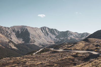 Scenic view of mountains against sky