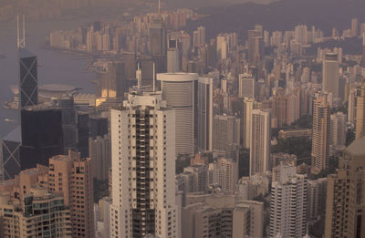 Modern buildings in city at night