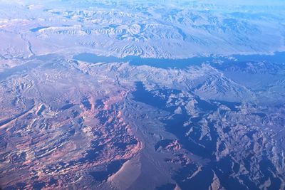 High angle view of snowcapped mountains