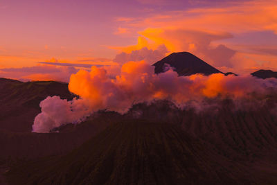 Scenic view of dramatic sky during sunset