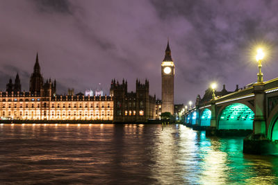 Illuminated city at night