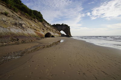 Scenic view of beach against sky