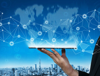 Low angle view of communications tower