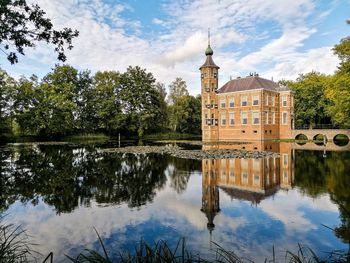 Reflection of building in lake