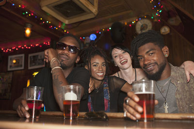 A group of friends at a bar.