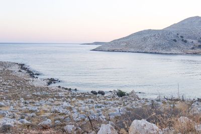 Scenic view of sea against clear sky