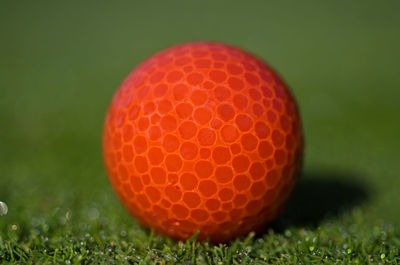 Close-up of red ball on grass