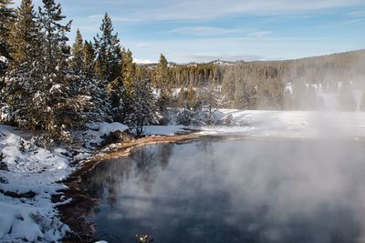 Scenic view of frozen lake against sky during winter