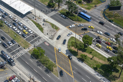 High angle view of road in city