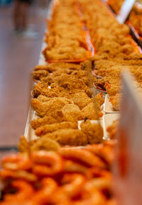 Close-up of served food for sale