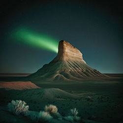 Scenic view of desert against sky at night