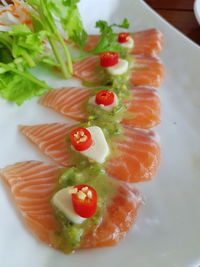 High angle view of meal served in plate