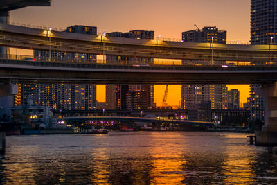 Illuminated city at night