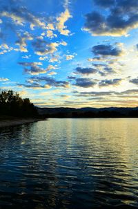 Scenic view of lake at sunset