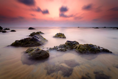 Scenic view of sea at sunset