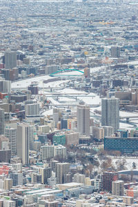 High angle view of cityscape against sky