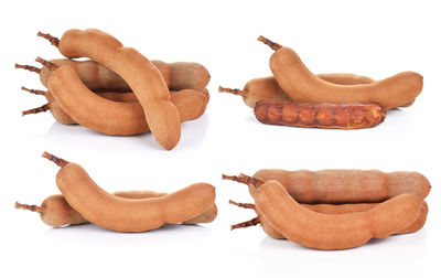 Close-up of cookies against white background