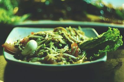 Close-up of vegetables in plate