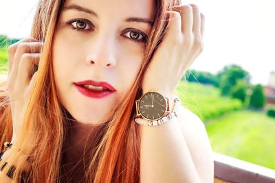 Close-up portrait of a beautiful young woman