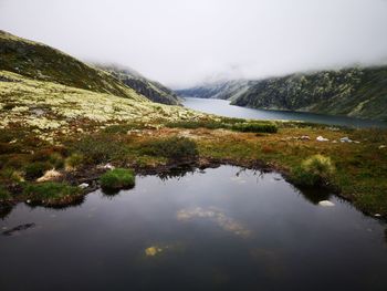 Scenic view of lake against sky