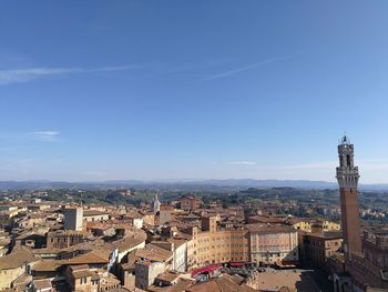 High angle view of buildings in city