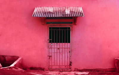Closed door of old building