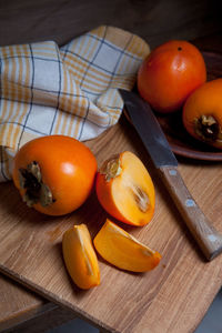 High angle view of tomatoes on table