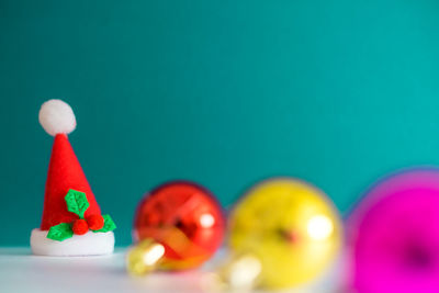 Close-up of christmas decoration on table
