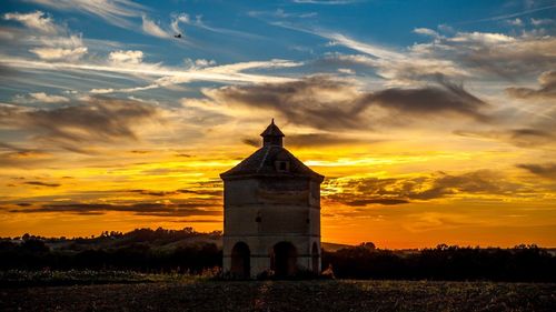 Scenic view of field against cloudy sky