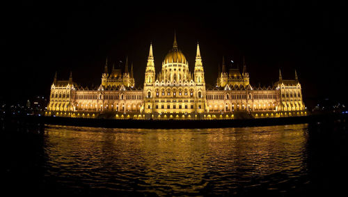 Illuminated building at night