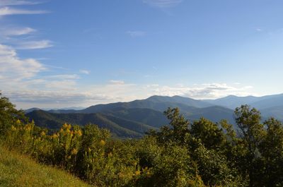 Scenic view of mountains against sky