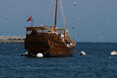 View of boats in calm sea