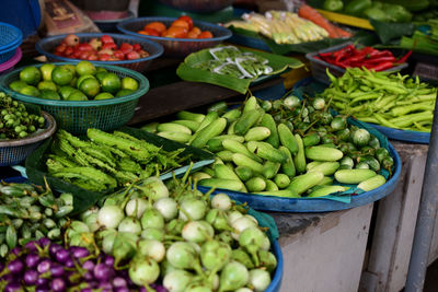 High angle view of vegetables for sale