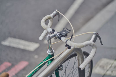 High angle view of bicycle on street