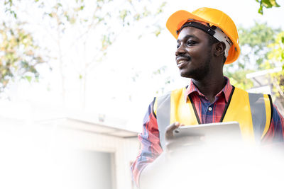 Man working with mobile phone