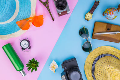 High angle view of sunglasses on table