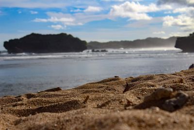 Scenic view of beach against sky