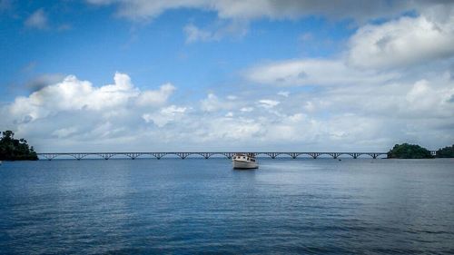 Scenic view of sea against cloudy sky