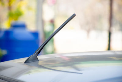 Close-up of car windshield