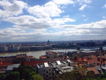 High angle view of cityscape against sky